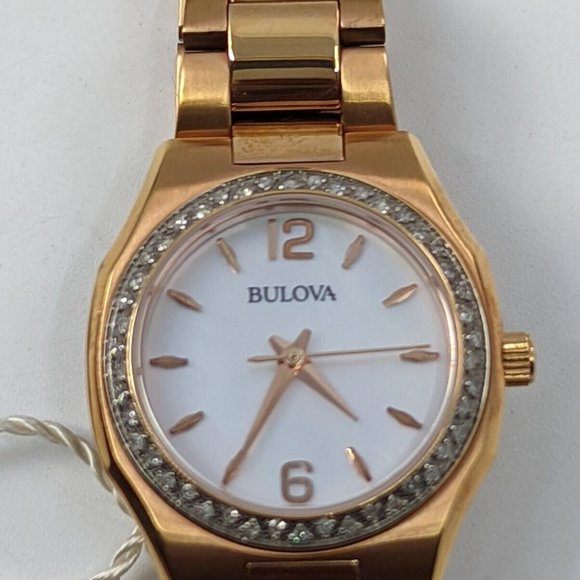 BULOVA "Diamond Gallery" Mother of Pearl NEW Women's Watch Diamonds, 98R205 - Picture 1 of 5